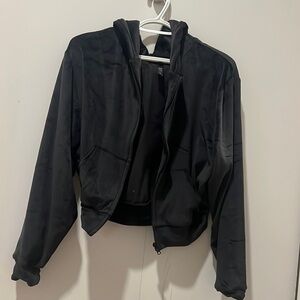 SKIMS Black Velour Zip Jacket